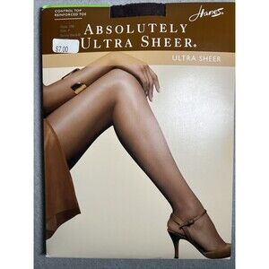 HANES Absolutely Ultra Sheer Control Top Reinforced Toe 706 Barely Black Size F